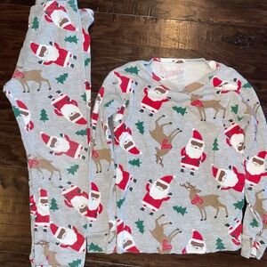 Kids Santa and Reindeer Pajama Set - Gray